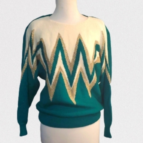 Vintage Bold Print Retro Sweater M - Picture 1 of 12
